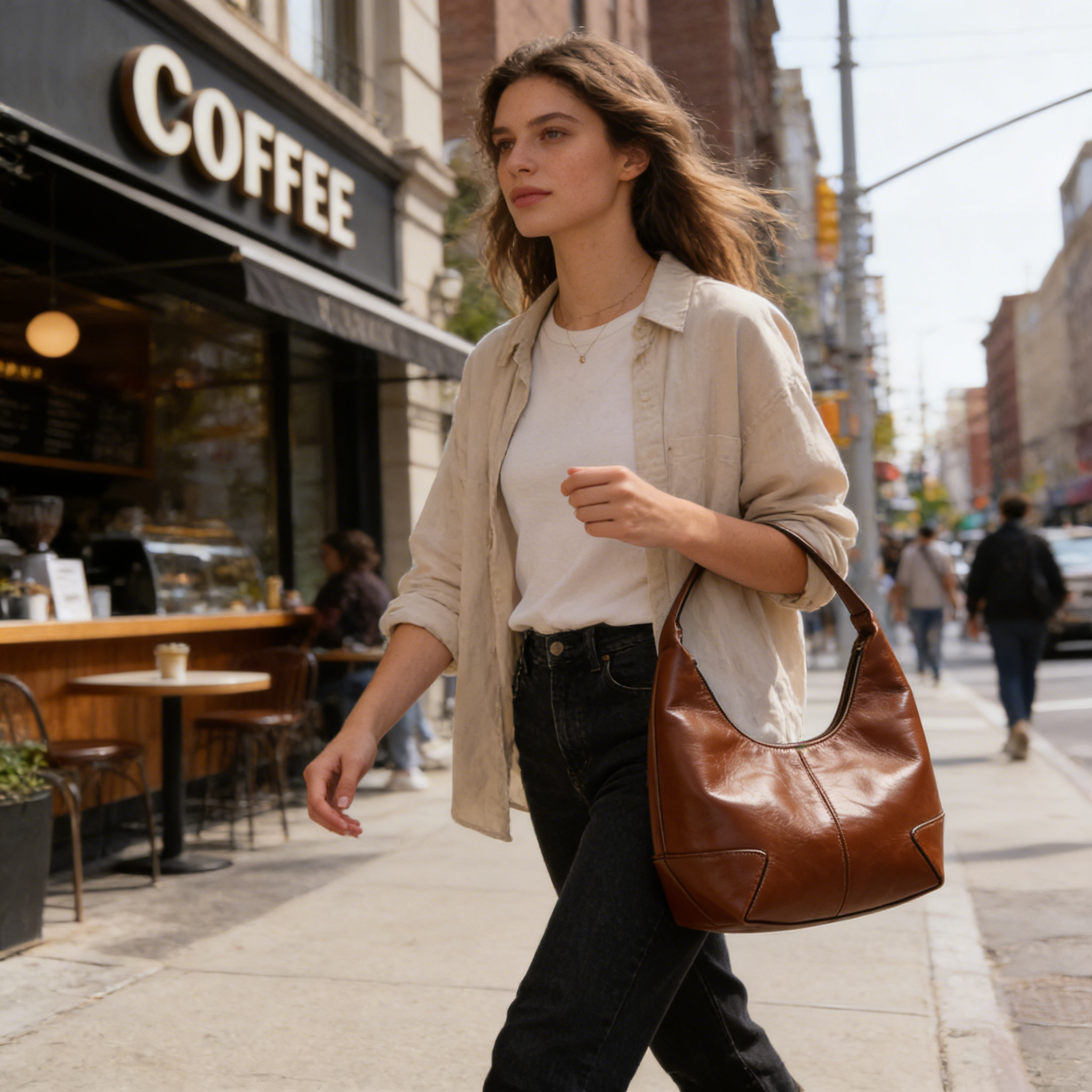 Tan Smooth Leather Underarm Bag